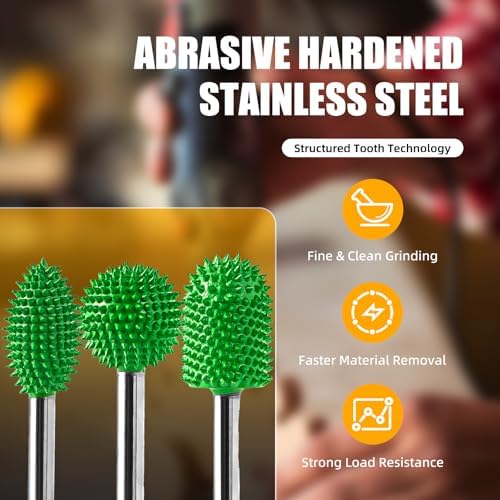 CAELUM Tungsten Carbide Rotary Burr 1/4", 3 Pcs Very Coarse Carving Bit