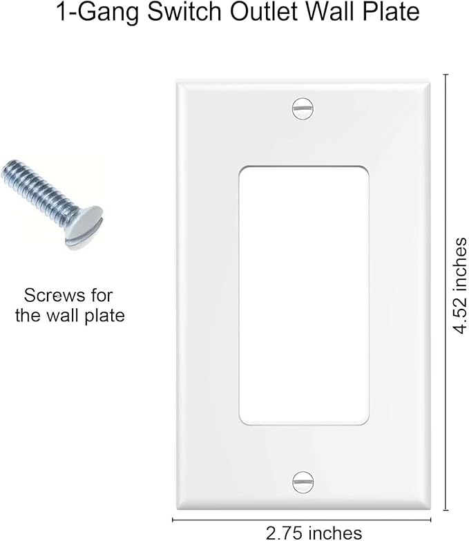 ZEFTV Decorator Wall Plates 1-Gang Switch Outlet Electrical Cover Plate Unbreakable Thermoplastic Faceplate for Light Receptacle Outlet Switch, White (100 Pack)