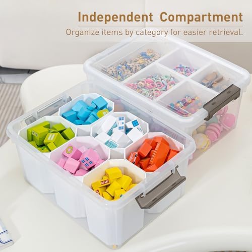 Citylife 17QT 2Packs Clear Craft Organizers and Storage Bins with Lids