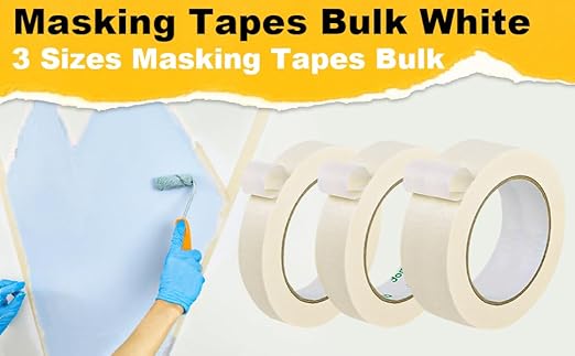 ToLanbbt Masking Tapes Bulk 2 Inch 10 Packs White Painters Drafting General Using Tapes for Painting, Craft Art, Label, Packing, Office, School, Home, 2 Inch x 55 Yards x 10 Rolls (550 Total Yards)