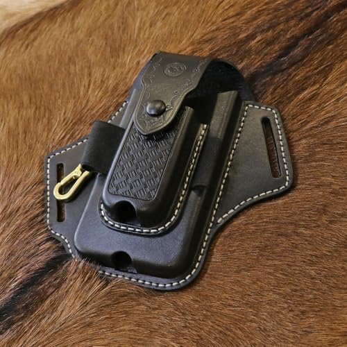 Leather Cell Phone Holster Case Multitool Sheath Flashlight Belt Pen Holder