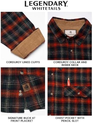 Legendary Whitetails Mens Flannel Long Sleeve Button Down 100% Cotton Shirt