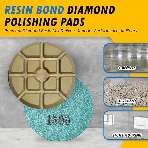 3" Resin Diamond Polishing Pads for Concrete, Dark Resin, #1500Grit