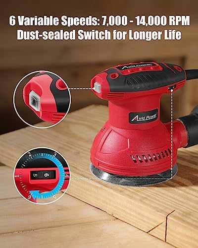 AVID POWER 5” Random Orbital Sander Electric Sander Tool 6 Variable Speeds