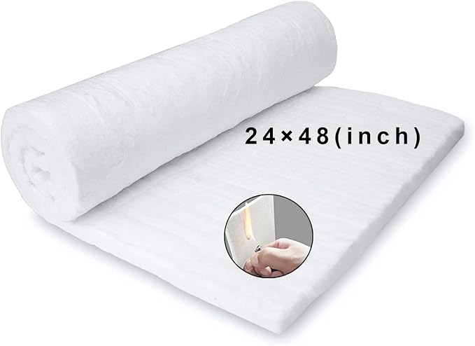 48"x24" x1" (Thick) Ceramic Fiber Blanket Fireproof Insulation Baffle Rated to 2400F, High-Temperature Resistance for Oven Stoves, Kilns,Forges