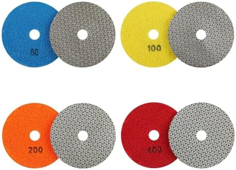 4PCS Electroplated Diamond Sanding Paper Sheet Pad, 60# 100# 200# 400# Grit 3 inch 75 mm Grinding Sandpaper Pad Hook and Loop Backing for Metal Glass Porcelain Ceramic Hand Polishing Trimming