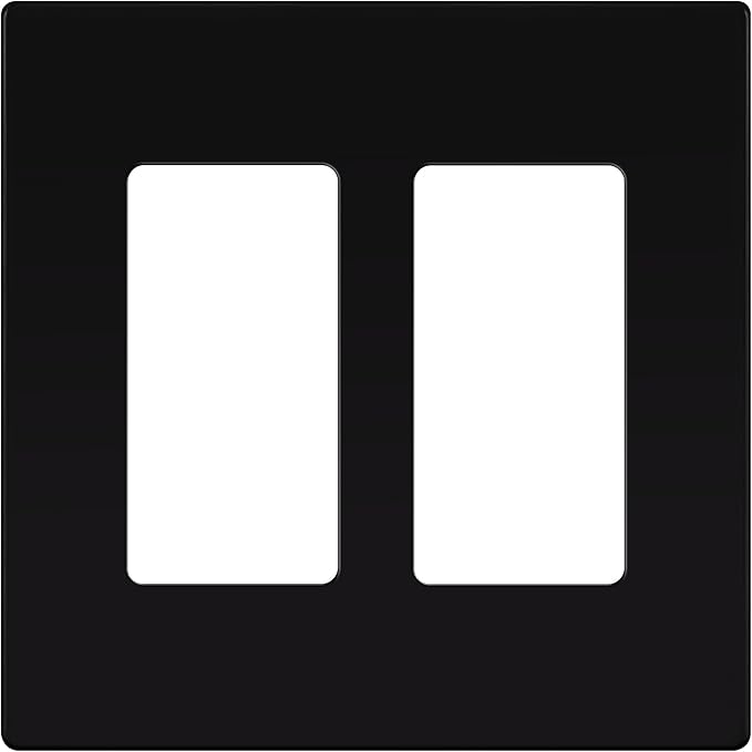 ENERLITES Screwless Decorator Wall Plate Child Safe Outlet Cover, Size 2-Gang 4.68" H x 4.73" L, Unbreakable Polycarbonate Thermoplastic, SI8832-BK, Glossy, Black