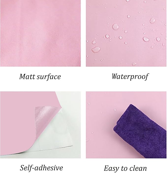 393"x17.7" Pink Peel and Stick Wallpaper Solid Color Contact Paper Self Adhesive Removable Wallpaper for Wall Covering Vinyl Roll