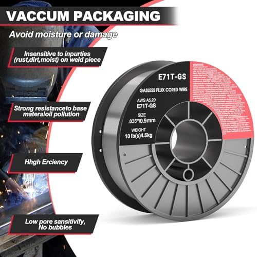 0.035 Flux core Welding Wire, 2 Spools E71T-GS Low Splatter gasless Carbon Steel Mig Welding Wire Compatible (0.035-inch 10LB 2pk)