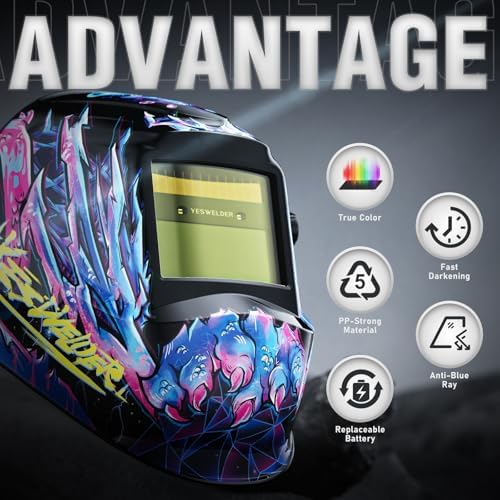 YESWELDER Auto Darkening Welding Helmet 1/1/1/1 True Color, LYG-L600A
