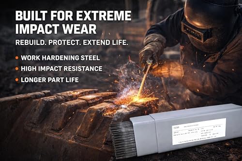 SÜA - EFeMn-A Hardfacing Welding Electrodes D256 - High Manganese Steel Build-Up Rods for Impact Applications & General Repair - 14" x 1/8" (11 LB Pack)