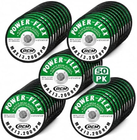 50 Pack - Cut Off Wheels 4 1/2 Inch x 1/16 Inch x 7/8 Inch - for Cutting All Steel and Ferrous Metals.