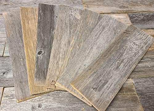 Rustic Weathered Reclaimed Wood Planks for DIY Crafts, Projects and Decor (20 pcs. Thin Planks - 3.5"x12"x.25)