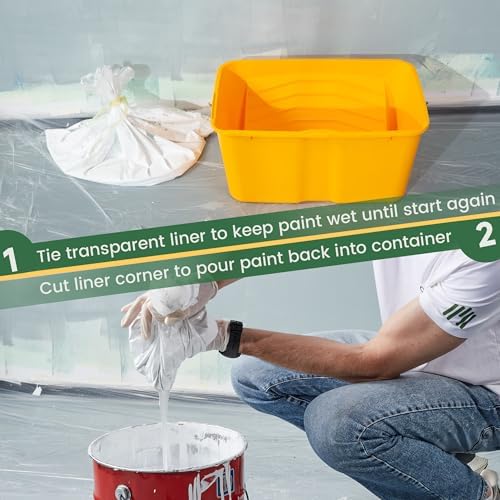 VOOMEY 18 Inch Paint Tray Liner, Plastic Paint Bucket Inner Liner Bags for Paint Roller Kit, 5pcs,Disposable for Quick Cleanup