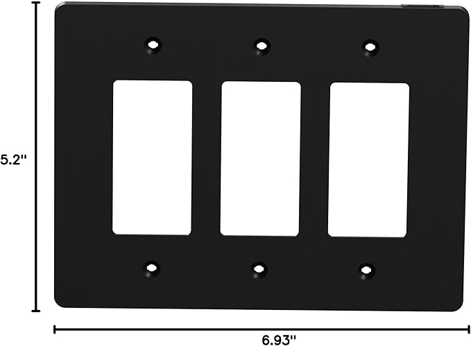 Square D by Schneider Electric X Series Wall Plate for Outlet and Light Switch, Mid Size Plus 3 Gang, Matte Black