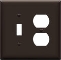 ENERLITES Combination Toggle Light Switch/Duplex Receptacle Outlet Wall Plate, Mid-Size 2-Gang 4.88" x 4.92", Polycarbonate Thermoplastic, 881121M-BR, Brown