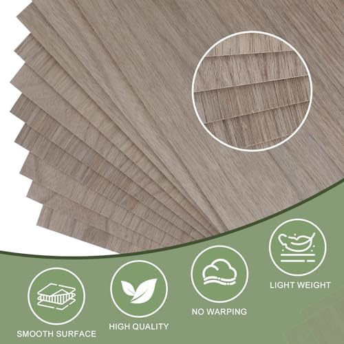 8 Pack Walnut Plywood Sheets 12x12x1/8 Inch,3mm Plywood for Laser Cutting & Engraving,Unfinished Wood for Crafts,Wood Burning,Architectural Models