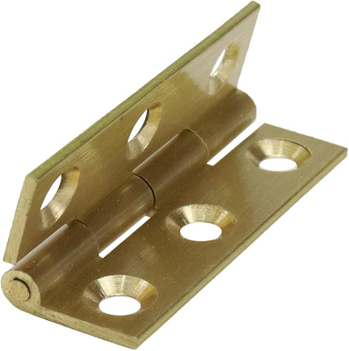 Mcredy 4 Pcs 1.5 Inch Brass Cabinet Hinges Door Butt Hinges with Mounting Screws for Cabinets Gate Wooden Box, Gold