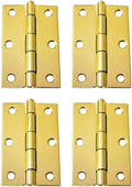 QCAA Narrow Butt Utility Hinge, Thicker, Swaged with Removable Loose Pin for Cabinet Door or Box Hinge, 3"x2"x1.6mm, Brass Plated, Made in Taiwan, 4 Pack