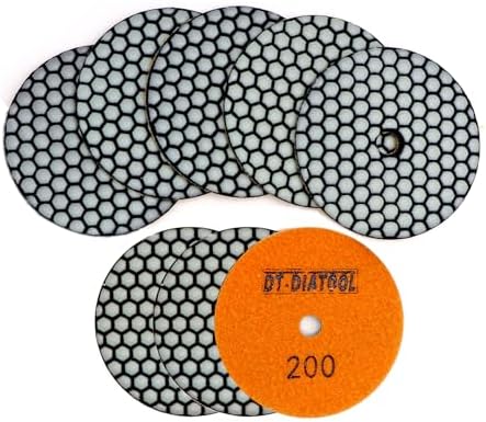 DT-DIATOOL Dry Diamond Polishing Pads 4 Inch for Granite Marble Quartz Stone Countertop Tiles 8 Pieces Grits 200