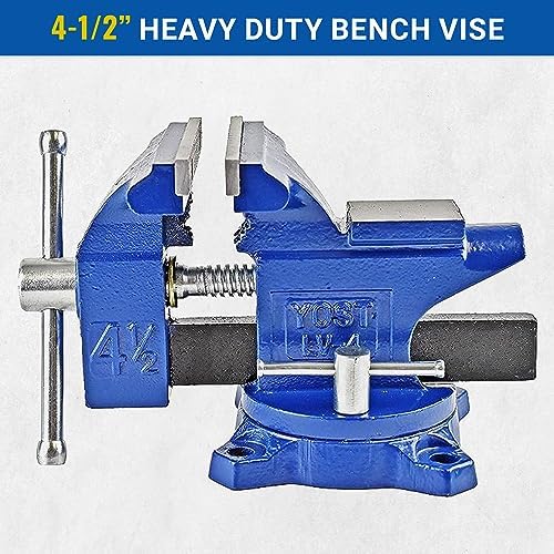 Yost Vises LV-4 Homeowner's Vise | 4.5 Inch Jaw Width with a 3 Inch Jaw Opening Home Vise | Secure Grip with Swivel Base | Blue