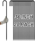 AAGUT Rebar Stakes 36 Inch J Hook 1/2 Inch Garden Stakes Heavy Duty 10 Pack