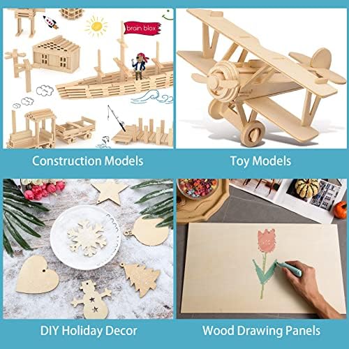 12 Pack Basswood Sheets for Crafts-12 x 24 x 1/8 Inch- 3mm Thick Plywood Sheets with Smooth Surfaces-Unfinished Rectangular Wood Boards for Laser Cutting, Wood Burning, Architectural Models, Staining