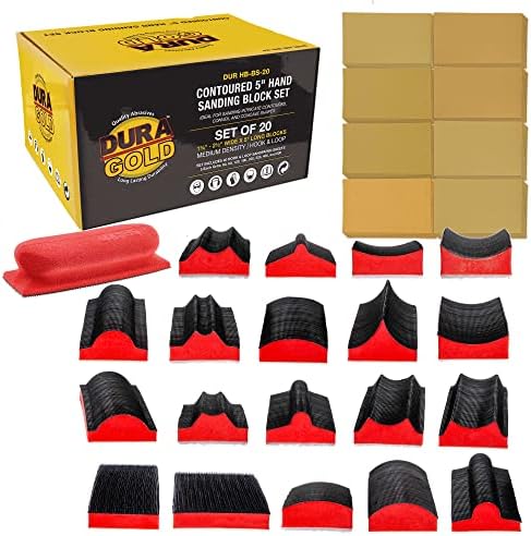 Dura-Gold 20-Piece Contoured Profile 5" Hand Sanding Block Set with 40