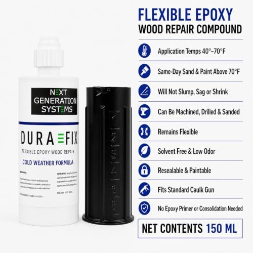Flexible Epoxy Wood Filler & Putty, 150ml 2-in-1 Cartridge, Cold