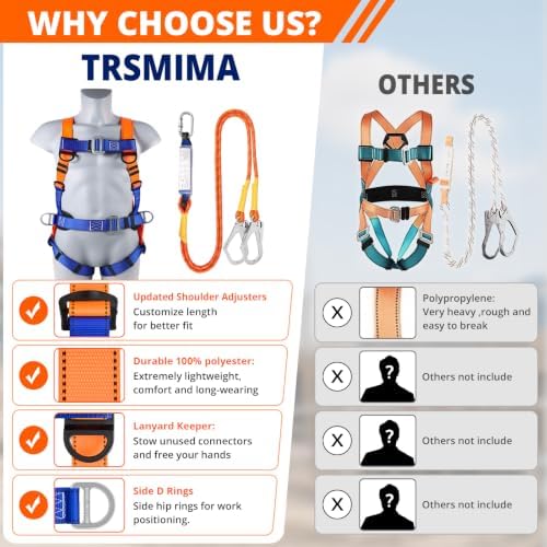 TT TRSMIMA Safety Harness Fall Protection Kit: Full Body Roofing harnesses