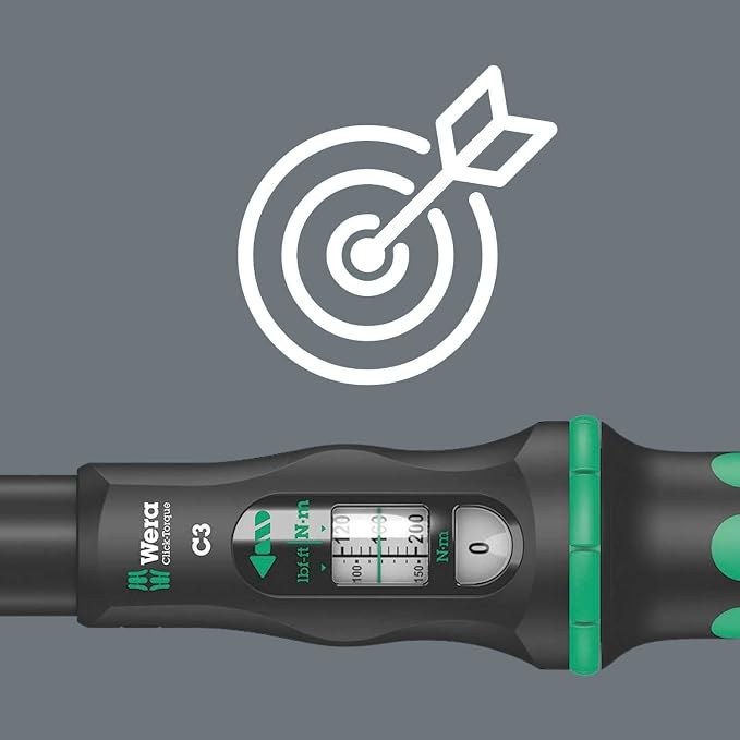 Wera - 5075622001 Click-Torque C 3 torque wrench with reversible ratchet, 1/2" x 40-200 Nm, black/green