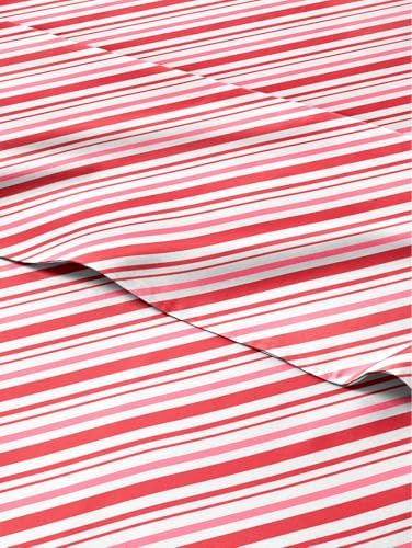 Christmas Sheet Set, Candy Cane Stripe, Holiday Xmas Bedding Set - Queen