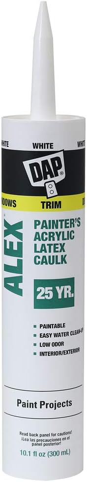 DAP Alex Painter's Acrylic Latex Caulk, White, 10.1 fl oz, 18670