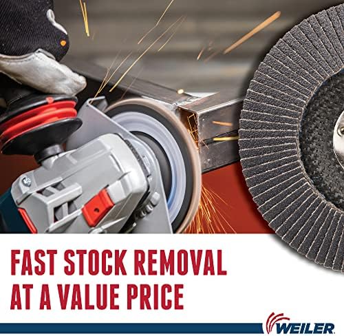 Weiler 31352 Wolverine 4-1/2" x 5/8"-11 UNC NUT Abrasive Flap Disc, 80 Grit Zirconia Alumina, Bevel Type 29, Phenolic Backing, Standard Density (Pack of 10)