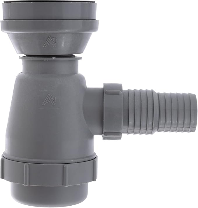 Ambassador Marine 2" Trap Sink Drain with Strainer Basket & Chain Stopper, Brushed Finish Stainless Steel Flange, 1-1/4" & 1-1/2" Hose Barb for Boat, RV, Galley or Bar Sink Drain Assembly Replacement