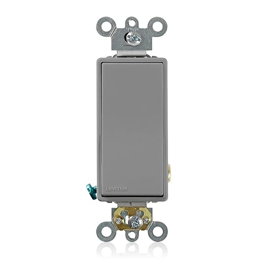 Leviton 20 Amp, 120/277 Volt Decora Plus Rocker Single-Pole AC Quiet Switch, 5621-2GY, Gray
