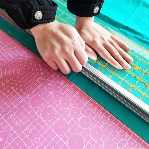 45mm Rotary Cutter and 24" L x 6" W Ruler Combo with Gridlines | Ideal Fabric Cutter for Quilting and Sewing Crafts | Comes with Two Replacement Blades
