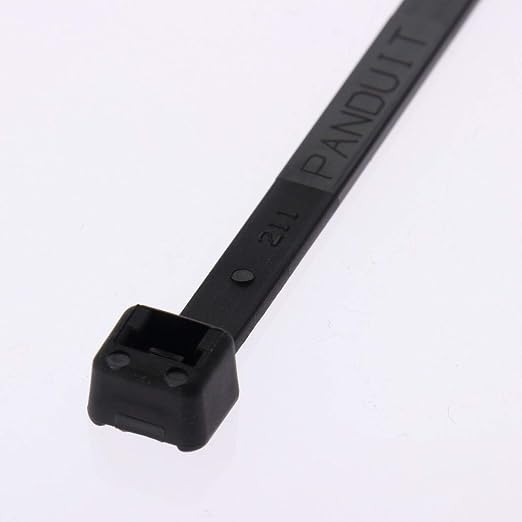 Panduit PLT2M-M0 Pan-Ty Standard Locking 8" Cable Tie, Curved Tip for Easy Threading, Indoor/Outdoor, UV/Weather-Resistant Nylon 6.6, 18 Lb. Tensile Strength, Cord Management, Black (Pack of 1000)