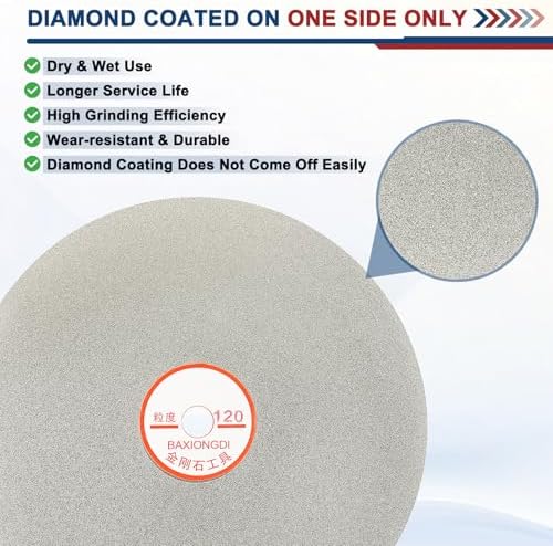 8 Inch x 1/2" Arbor Diamond Flat Lap Disc, 120 Grit
