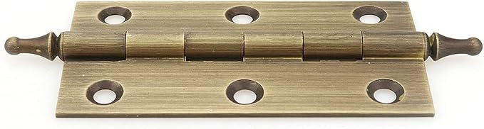 Mcredy Cabinet Hinges 3" Brass Antique Bronze Gate Door Hinges with Ball Finials for Windows Shed Boxes Home Office, 2 Packs
