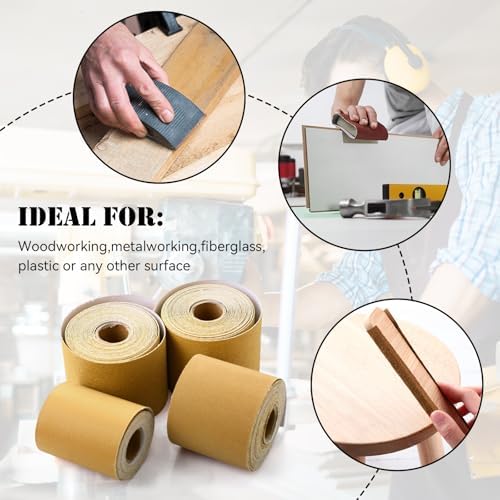 12 Rolls 60 Yards 60, 80, 120, 220, 320, 400 Grit Psa Continuous Sandpaper Roll 2-3/4" Wide Longboard Sandpaper Self-Adhesive Sand Paper Automotive Woodworking Hand Sanding Block
