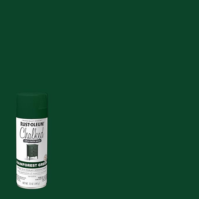 Rust-Oleum Rainforest Green Chalked All-in-One Ultra Matte Spray Paint | One Coat Coverage | No Primer, Sanding, Or Topcoat Needed | Easy Spray Application | Made in USA | 12 OZ | 6 Pack