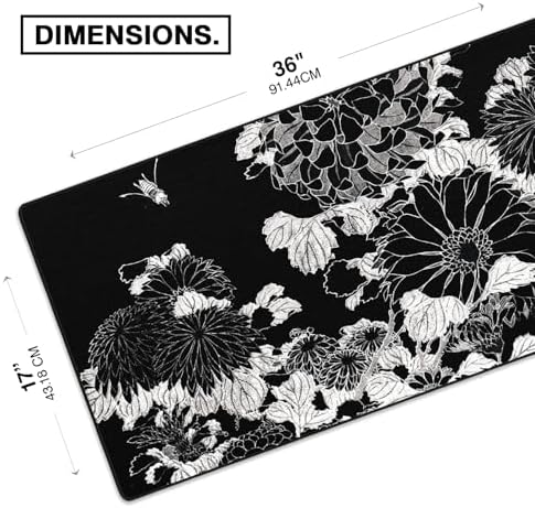 MPCO. Chrysanthemums Gaming Desk Pad, 36" x 17" Duraglyde Fabric Desk Mat