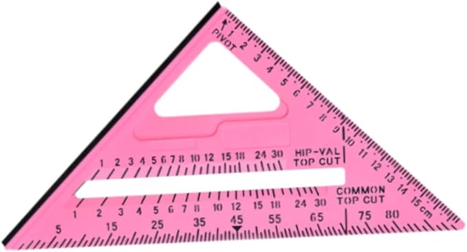 Generic Carpentry Triangle Ruler Protractor Carpenters Tool Woodwork Measuring Right Angle Ruler for Machinist Remodeling Projects, Pink