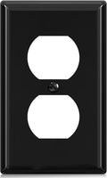 ELEGRP Duplex Receptacle Outlet Covers, 1-Gang Standard Size Wall Plates, Unbreakable Polycarbonate Dual Outlet Faceplates Covers, UL Listed, Color-matched Screws Included (1 Pack, Glossy Black)