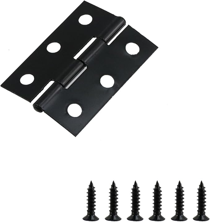 MY MIRONEY 20PCS Stainless Steel Folding Hinges 1-5/7 Inch Black Cabinet Door Hinge Home Furniture Hardware Hinge for Wooden Box, Door and Window, DIY Projects