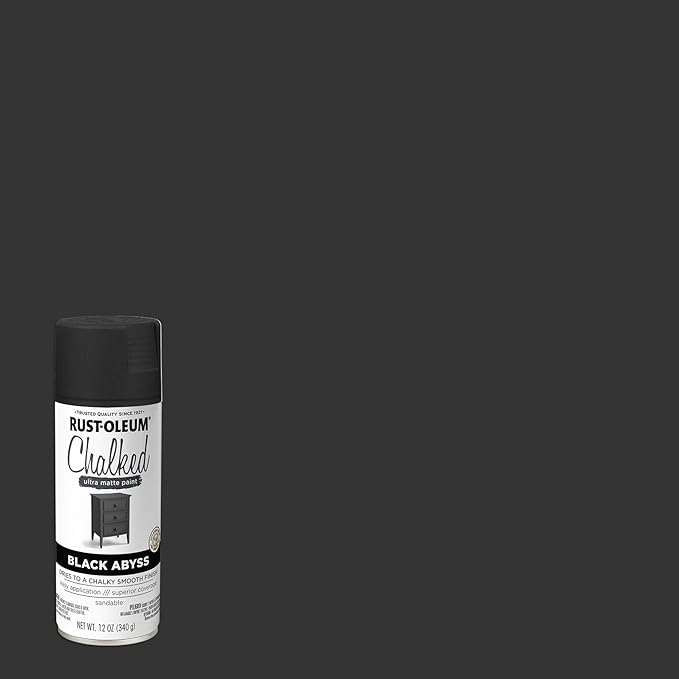 Rust-Oleum 392046-6PK Chalked Ultra Matte Spray Paint, 12 oz, Black Abyss, 6 Pack