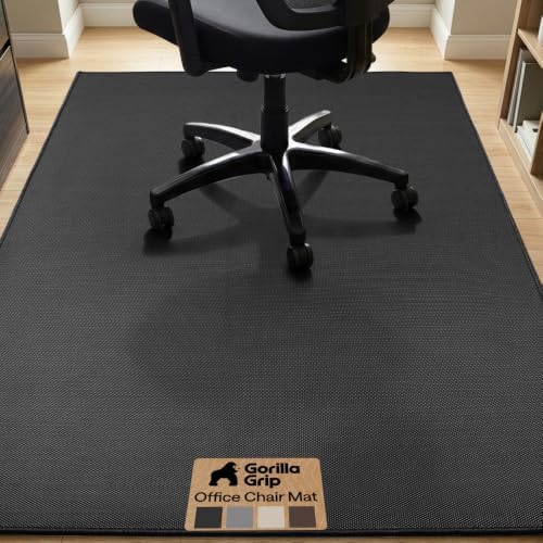 GORILLA GRIP Office Chair Mat for Hard Floors, Under Desk Rug, 58x46 Black