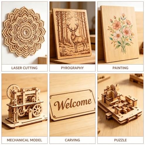 ToCome 12 Pcs Basswood Sheets 12x24x13/64 for Laser Cutting & Engraving