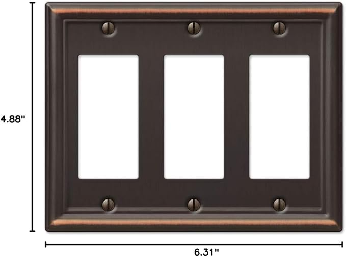 Amerelle 149RRRDB Chelsea Wallplate, 3 Rocker, Steel, Aged Bronze, 1-Pack